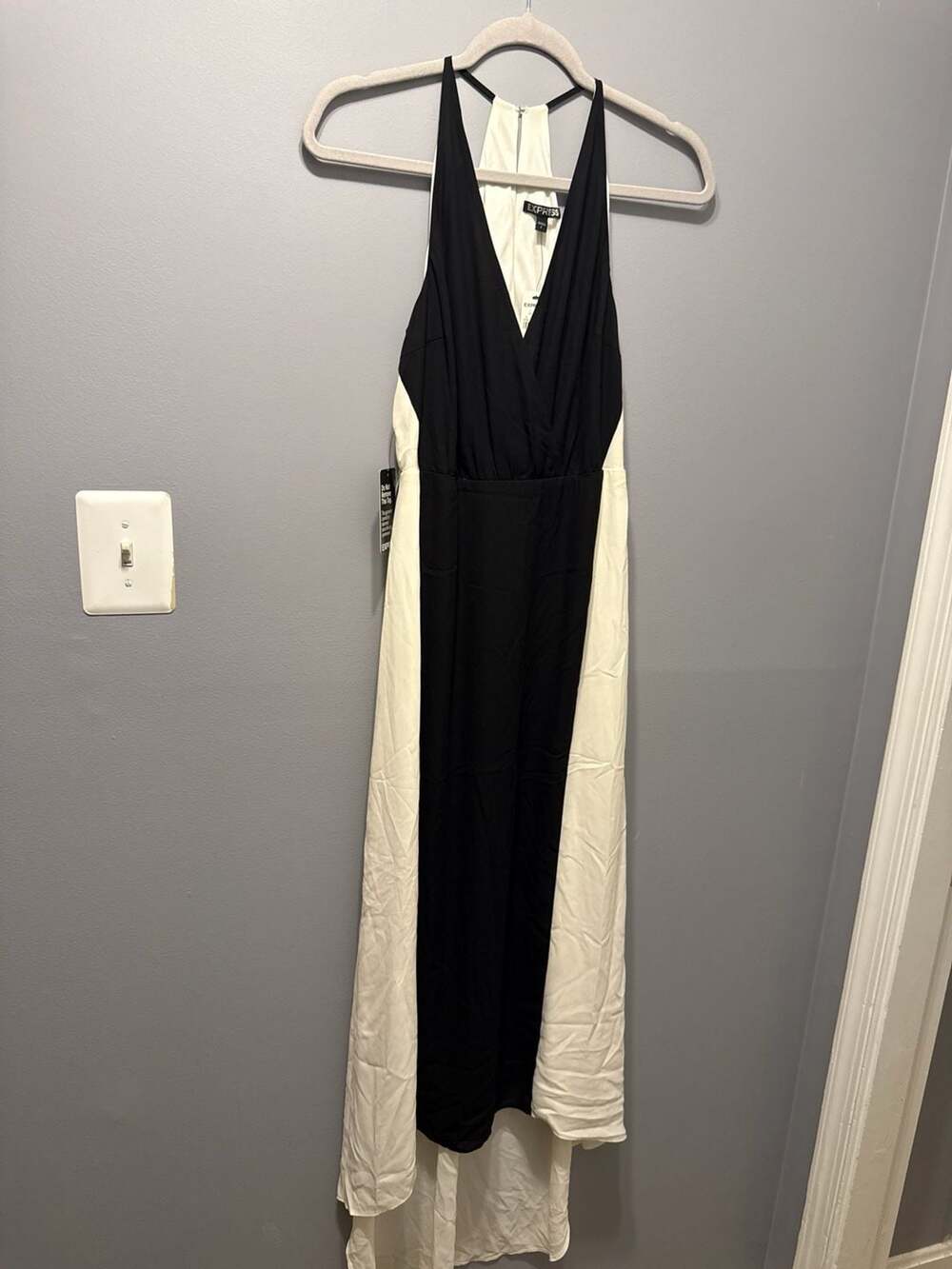 Express Color Block Halter Hi-Lo Maxi Dress